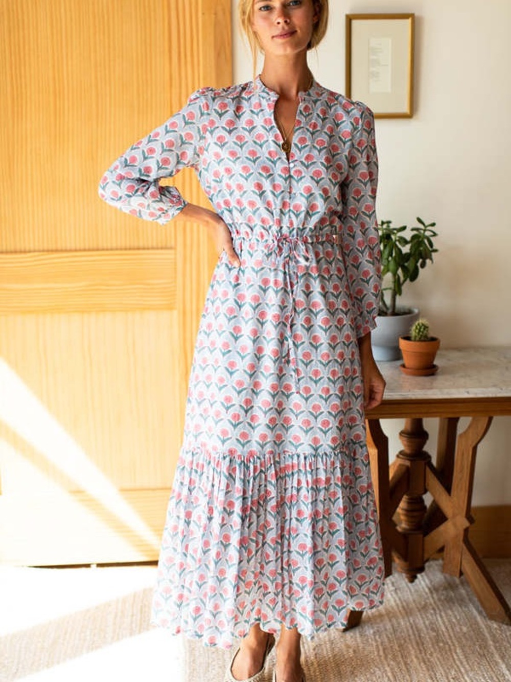 Emerson Fry Frances Dress – Blue/Pink Organic Floral – Size L